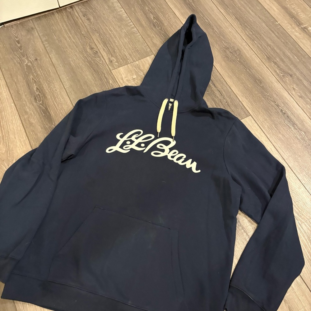 L.L. Bean Men's Script Hoodie Size Large Tall LT Navy Blue
